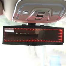 3D Car LED Interior Anti-Reflexo Espelho Retrovisor HD Grande Angular Plano Refletor Espelho Ajustável