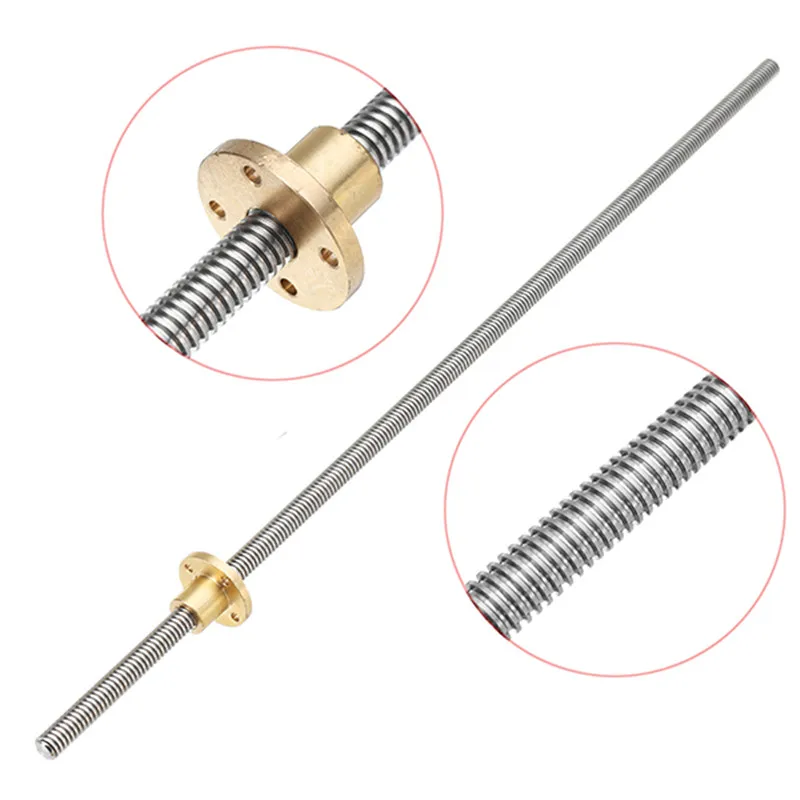 

T10 Length 500mm Trapezoidal Lead Screw Lead 2mm with Brass Nut for CNC Mechanical Work Durable Stainless Steel