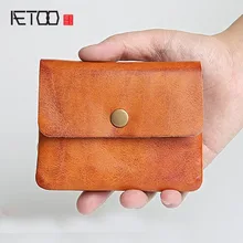 AETOO мужские кошельки ручной работы, короткий кожаный Карманный Кошелек, мужская сумка из воловьей кожи, Упакованные кукольные кошельки, портмоне