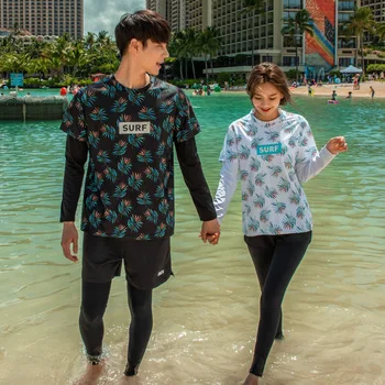 

Swimsuit Fused Large Size Womens Bathing Suits Plus Swimwear Rashguard Bikini Woman Couples Dress Women Fake Men Long Sleeve