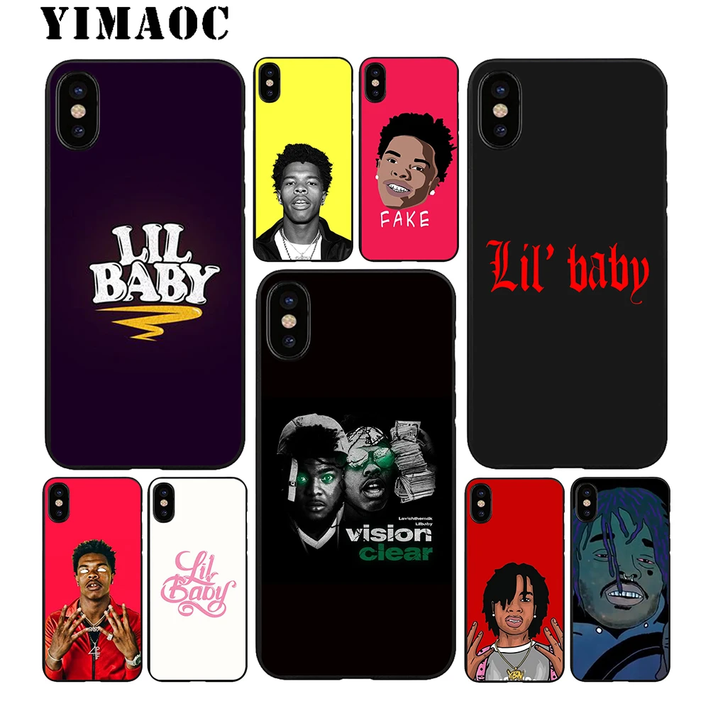 YIMAOC Lil Baby Rapper Soft TPU Black Silicone Case for iPhone X or 10 8 7 6 6S Plus 5 5S SE Xr Xs Max |