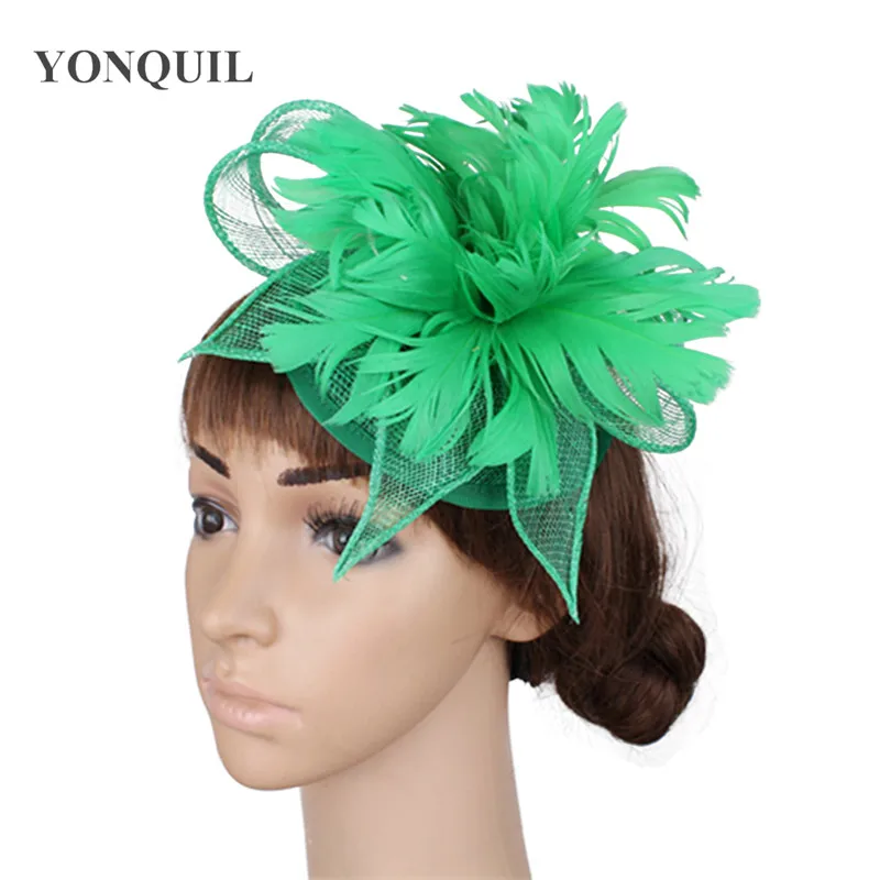 Millinery sinamay шляпка красивые перьевые шляпки с цветами для свадебных головных уборов Свадебные шляпы вечерние шляпы Коктейльные шляпы 17 цветов OF1535