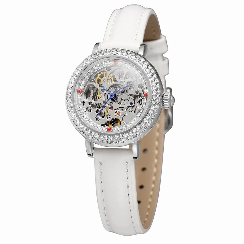 Luxury Brand Diamond Display White Genuine Band Ladies Women Casual