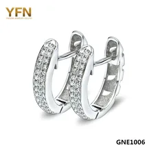 Brincos GNE1006 Caliente Auténtica Plata de Ley 925 Pendientes de Aro Pequeño Joyería de Moda CZ Pendientes Cristalinos Del Aro Para Las Mujeres