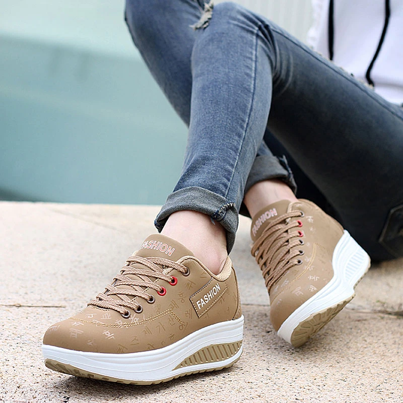 Filles Femme Fashion Skateboard Baskets à Semelle Compensée Toile Chaussures À Lanières Baskets