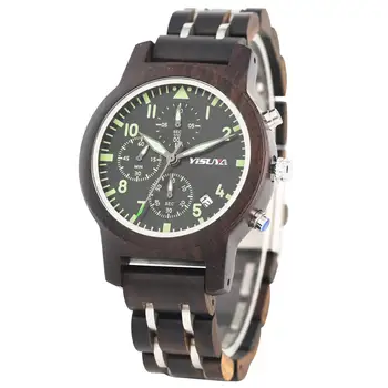 

Quartz Zebra Ebony Wood Boys Watches Luminous Function Dark Fashion Watch Creative Calendar Men Wrist Watches reloj mujer