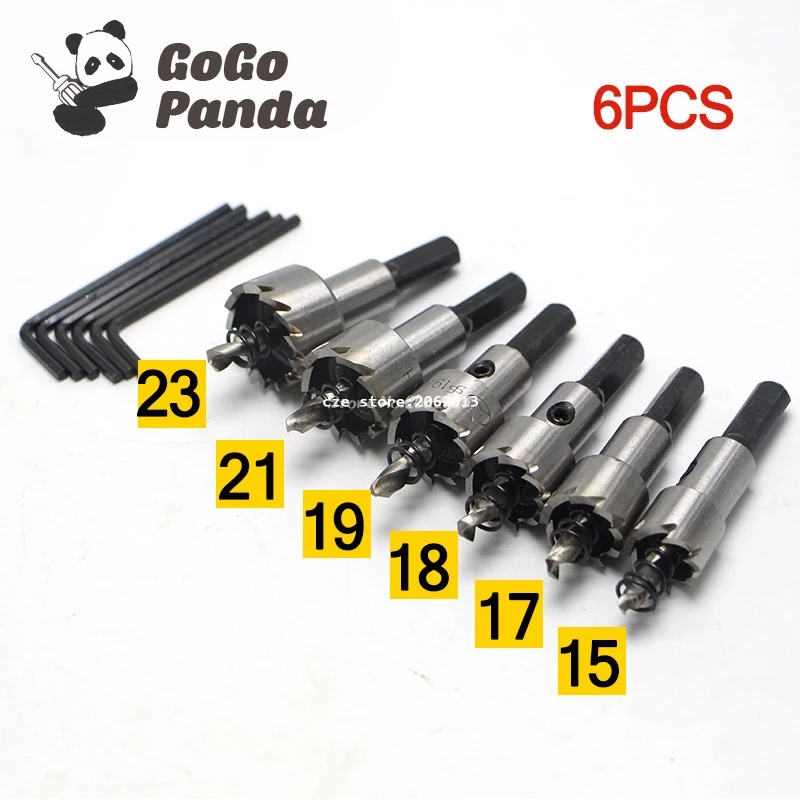 

Free shipping 6P/15-23mm Core Drill Bit Metal Hole Saw High Speed Steel Core Special for HSS Stainless Steel