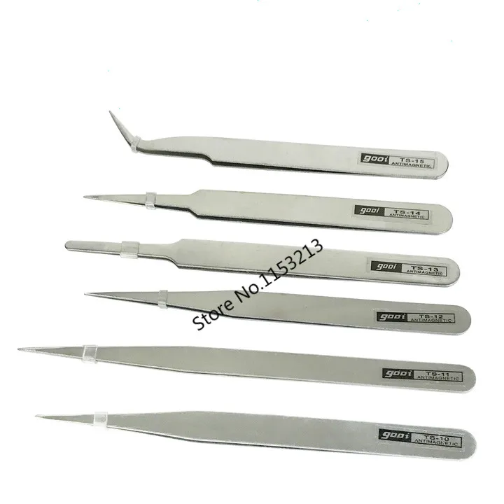 

6pcs/lot Precision Stainless Steel tweezers Watchmaker Repair Antistatic Jewelry Tweezers pick up tools jeweller type forceps