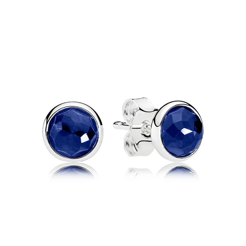 

NEW 100% 925 Sterling Silver Earrings September Droplets Stud Earrings Synthetic Ear Studs Fit DIY GIFT Wholesale