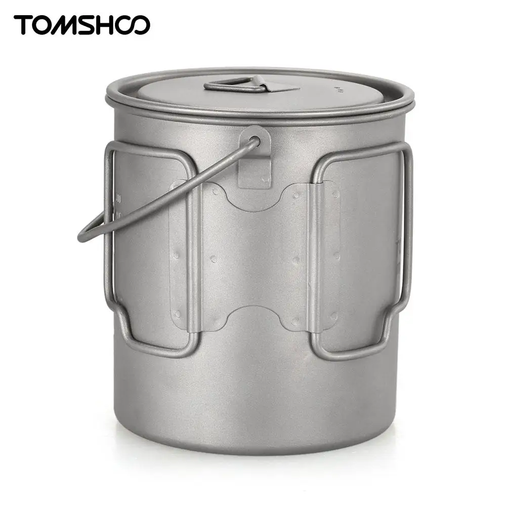 TOMSHOO Ультралегкая уличная Титановая посуда 750 мл. Портативная титановая чашка для воды, кружка с крышкой для кемпинга, пикника, путешествий Hikin