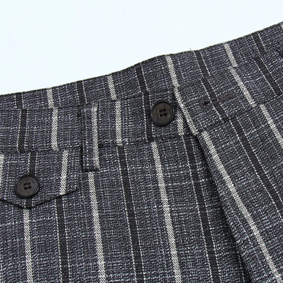 Для мужчин полосатый Slim Fit Костюмы работы Костюмы Блейзер костюм свадебное платье большой Размеры M-5XL серый синий Кофе комплект из 3 предметов(куртка+ брюки+ жилет