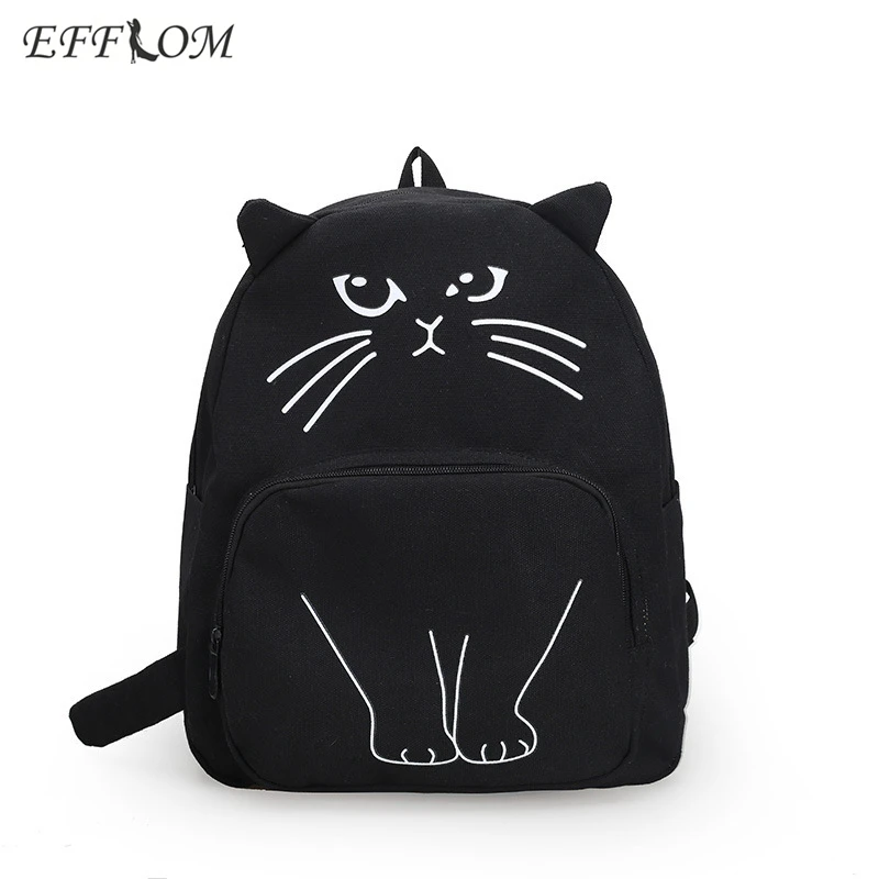Canvas Backpacks Women 2018 Japanese School Bags For Teenage Girls Kawaii Anime Printing Cat