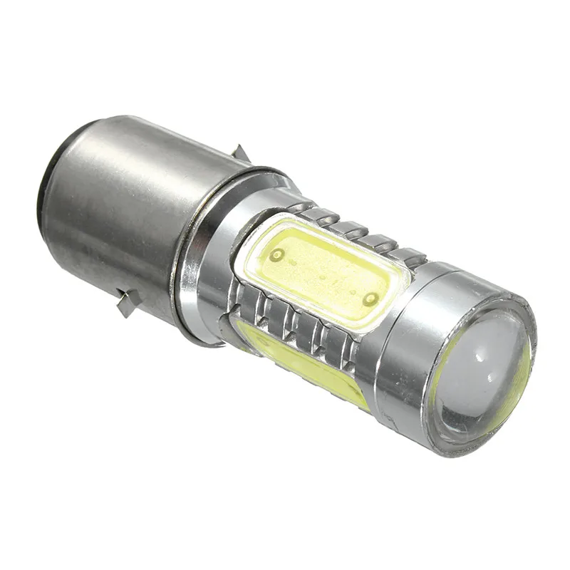 

White Motorcycle Motorbike Headlight 12V DC BA20D H16 4 COB LED Moped Scooter ATV Lamp Bulb Aluminum Light