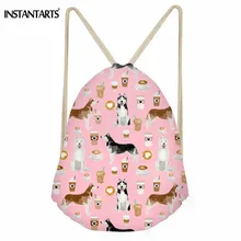 INSTANTARTS моды небольшой шнурок мило Хаски печатных ежедневно строку рюкзак путешествия обувь сумка для хранения Cinch Sack для мальчиков и девочек