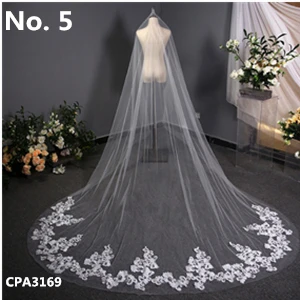 White Ivory Wedding Veil 3m Long Short Bridal Veils Lace Appliqued Edge Cathedral Wedding Veil Wedding Accessories Voile Mariage - Цвет: No.5 CPA3169 White