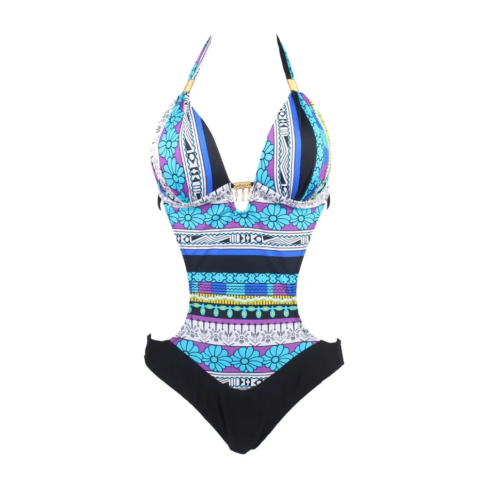 Женский винтажный купальник монокини с геометрическим узором 2019|swimwear women sexy|swimwear