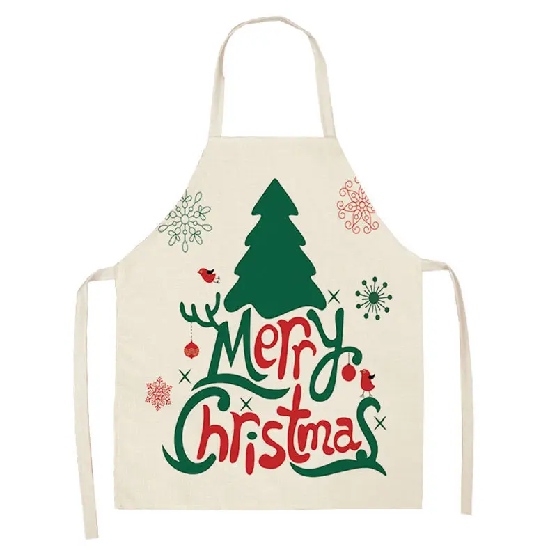 1Pcs Merry Christmas Apron for Woman Pinafore 53*65cm Cotton Linen Bibs Xmas Decor Pendant Kitchen Cooking Accessories MX0004 - Цвет: CM1004-5