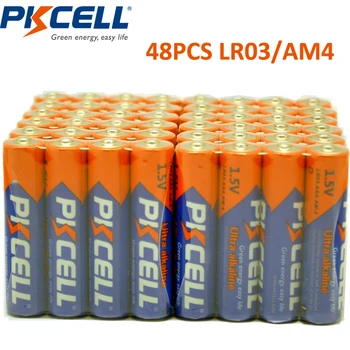 

48 x PKCELL LR03 R03 1.5V AAA Battery Alkaline Batteries No Mercury Dry Battery For Electric Toy Flashlight Clock Mouse E92 AM4