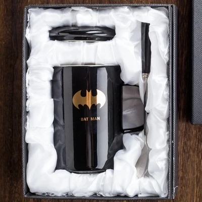 Caption gift box С принтами "Marvel", "Мстители", кружка, керамическая кружка персонализированные молочный кофе кружка пара воды чашка с крышкой Ложка подарок для друзей и семьи - Цвет: Caption gift box