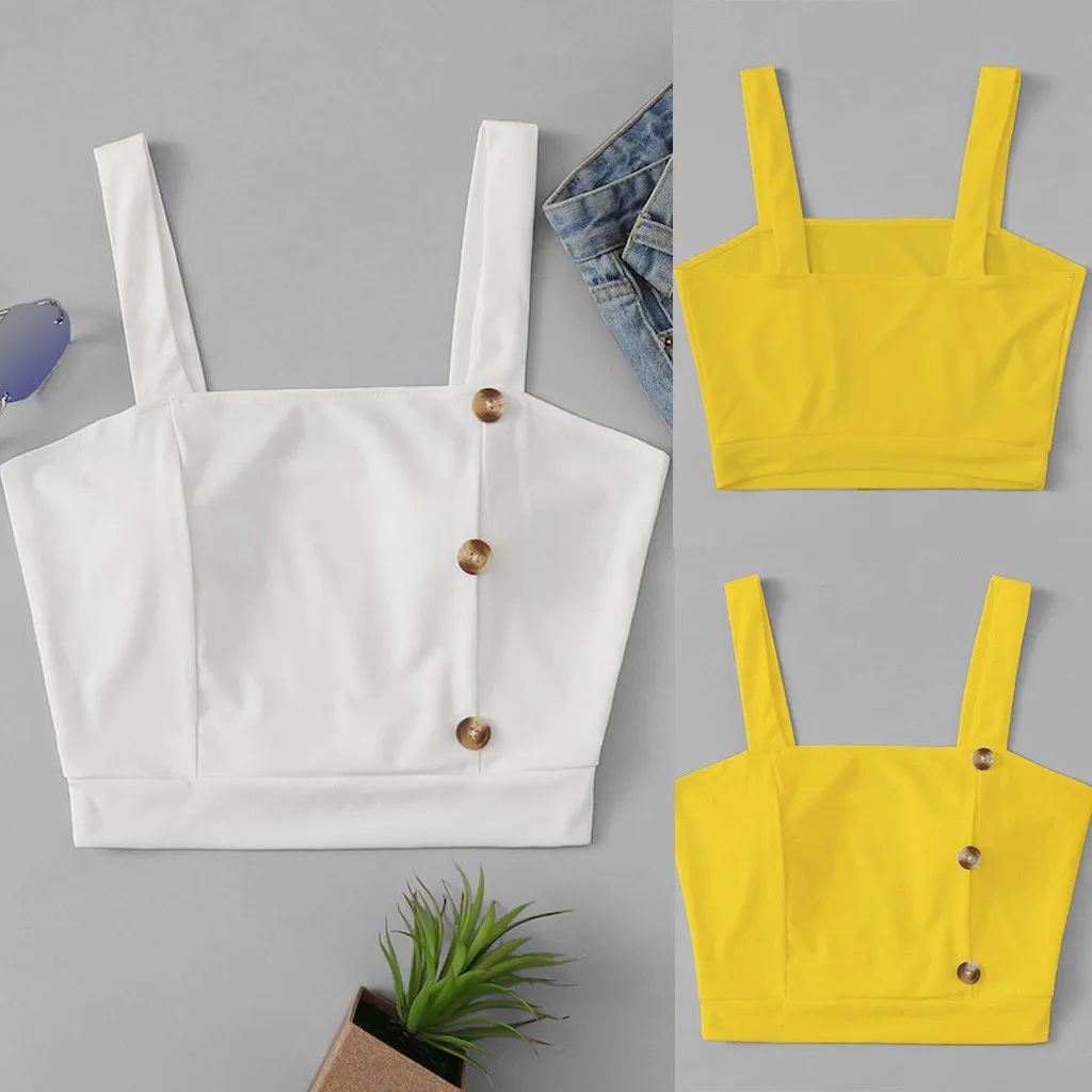 

feitongcrop top women female loose casual tank top Casual Bohemia Short Vest Solid Camis halter top blouses#3