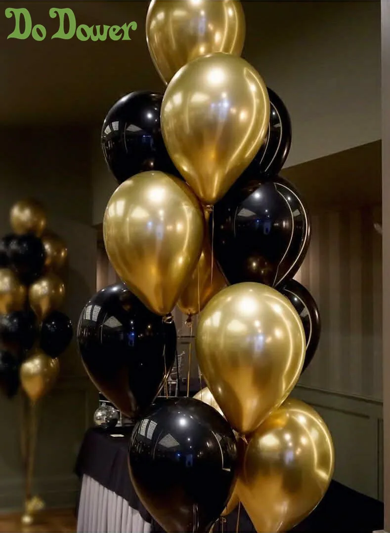 

12pcs Pearl Color Black And Gold Latex Balloons 3.2g Birthday Decorations Party Ballon 12inch Wedding Party Supplies Globos