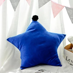 Замшевая мягкая подушка в форме звезды с шариками, домашний диван, детская кровать, подушка, розовый/черный/Blue-21.4in* 21,4-6 цветов - Цвет: Royal Blue