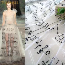 TULLMALL 130 см x 100 см вышитое кружевное платье с музыкальной нотой ткань тюль для свадебного платья Вуаль костюмы поставки