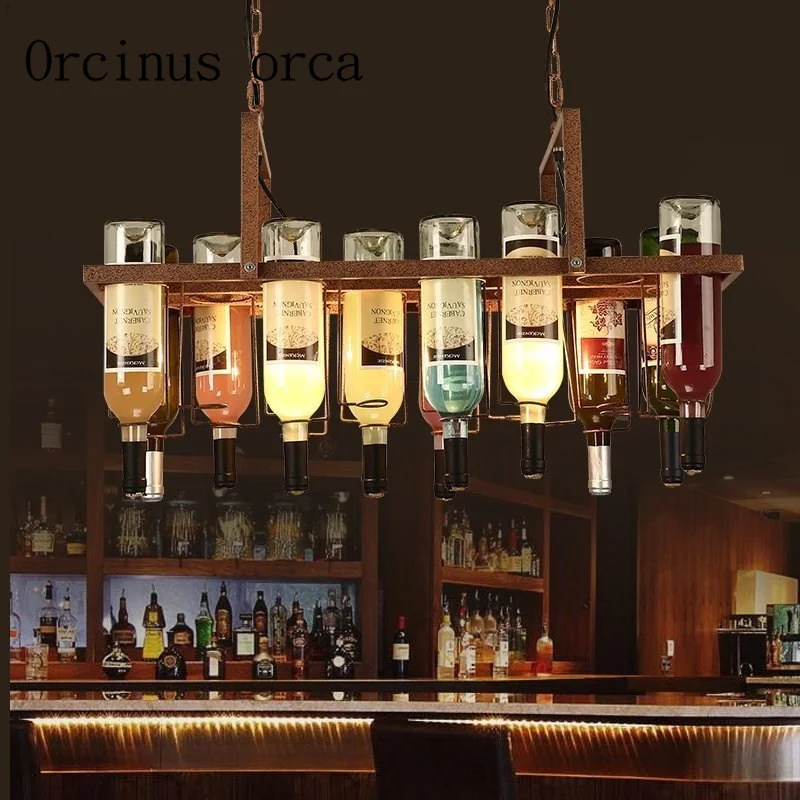 

American style retro industrial color wine bottle Pendant lamp artistic originality personality bar restaurant coffee house lamp