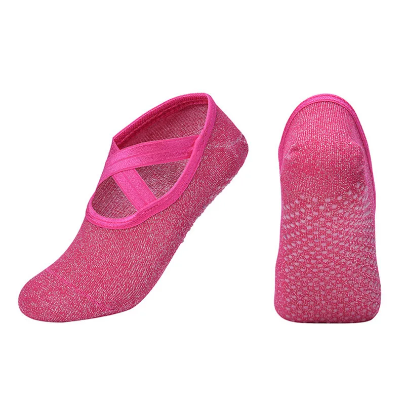 Women's Socks Hosiery Underwear Silver Silk Socks Non-slip Open Back Round Head Straps Dance Sporting Cotton Sock Slippers