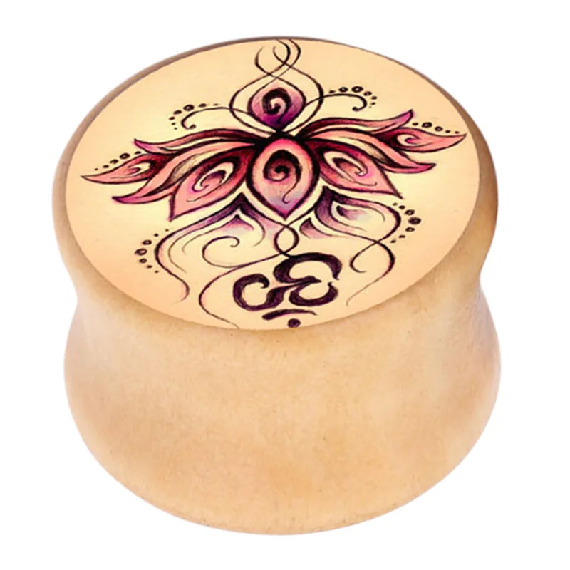 1-Pair-Lotus-Flower-Wood-Ear-Plug-Stretcher-Natural-Organic-Wooden-Expander-Flesh-Tunnel-CX17