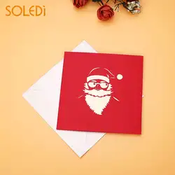 Рождество Санта Мотоцикл 3D Pop Up приветствие карточки с напутствиями подарок бумажная открытка рождественские украшения для дома
