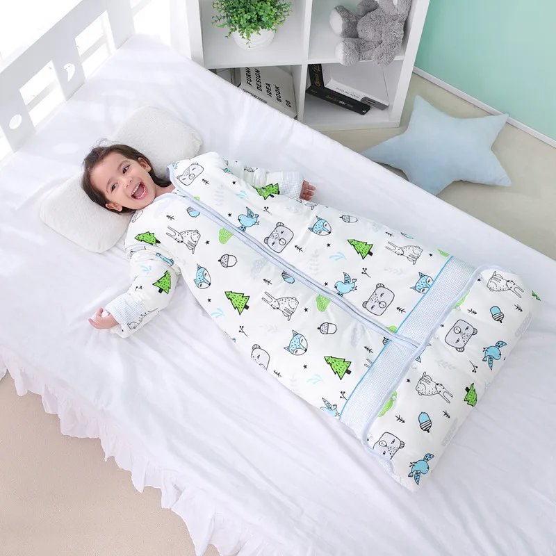

Cotton Baby Sleeping Sacks Fall Winter Thickening Child Sleeping Bag Anti-kick Detachable Sleeve Infant Envelope Swaddle Quilt