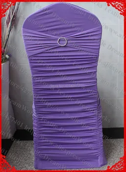 

NO.9 Lavender Ruffled Lycra/Spandex Chair Covers With Lycra Band And One Row Diamond Buckle&Pin For Wedding Banquet Decoration