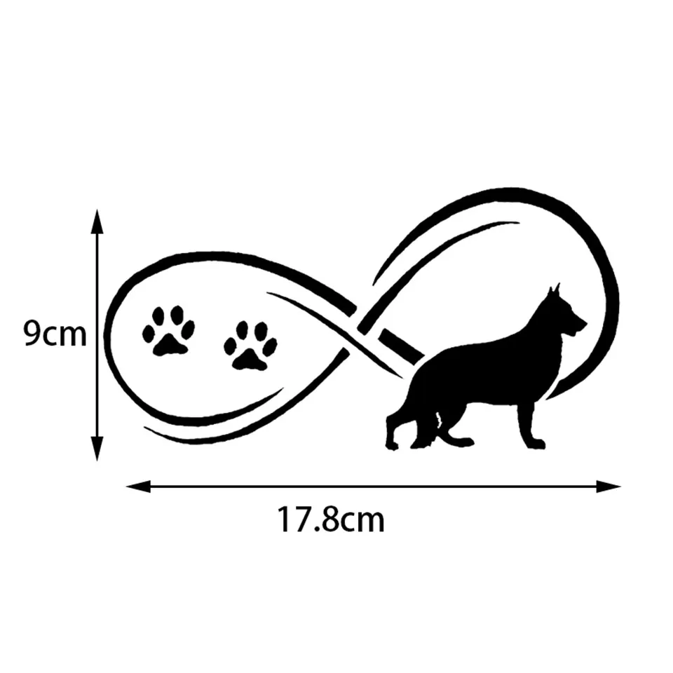 17.89CM German Shepherd Dog Paw Prints Window Decorative Decal Creative Cartoon Car Sticker BlackSilverLaser (4)