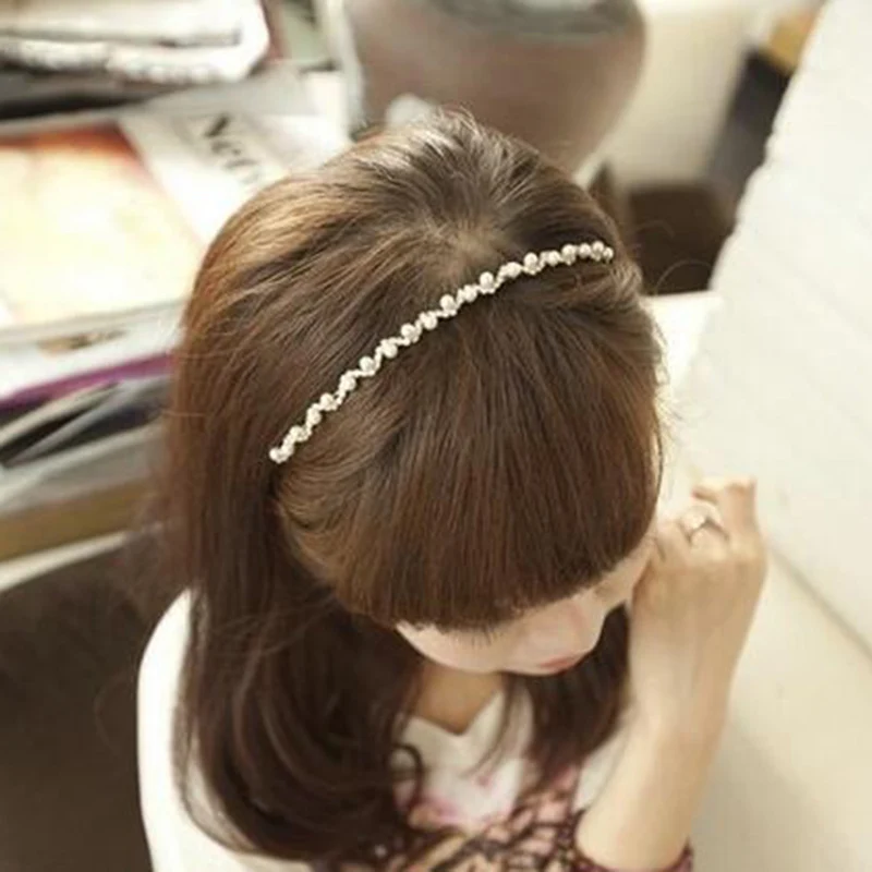 

New Arrival Korean Fashion Rhinestone & Imitation Pearl Wave Hairpin Hair Band Headband Accessories Wholesale Headwear