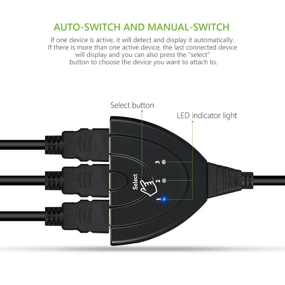 SOONHUA 3 HDMI в 1 HDMI выход адаптер с авто ручной переключатель поддержка 1080 P 250 МГц 2,5 Гбит/с пропускная способность HDMI 1,4 для ПК DVD HDTV