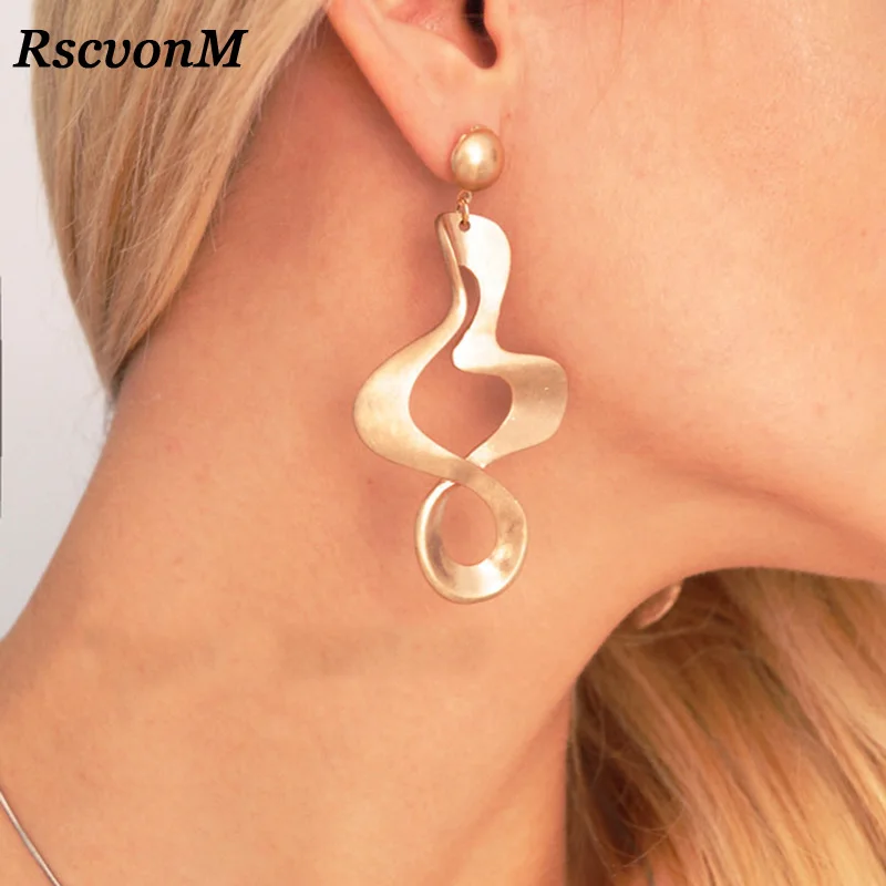 

RscvonM New Trendy Irregular Geometric Earrings for Women Alloy statement Earrings 2018 Big modern Earrings Vintage Art Jewelry