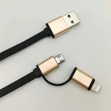 2 in 1 Aluminum Micro USB Cable 1M Charging Mobile Phone Cables For iPhone 5 5S 6 Charger ios Data For Samsung Galaxy Android