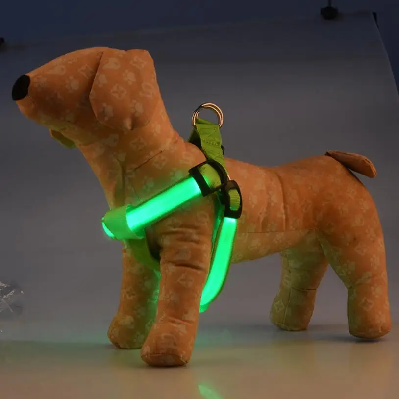 

LED Glowing Pet Chest Harness Shine Light Chnoctilucent Adjustable Dog Collars Luminous Pet chest strap Flash pet Harness buckle