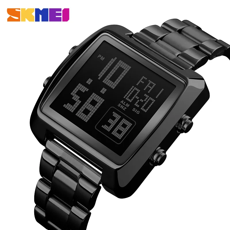 SKMEI фирменные Роскошные спортивные часы Chrono светодиодный цифровой ремешок из