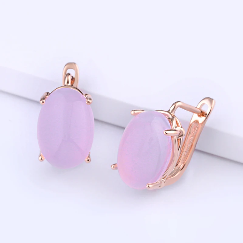 OCESRIO женские серьги из розового золота 585 зеленого цвета с камнями натуральный камень корейские Подвесные серьги женские Ювелирные изделия Подарки ers-p47 - Окраска металла: Pink