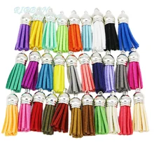 (20 uds/lote) borla Vintage cuero borlas de flecos para Purl Macrame DIY joyería llavero teléfono móvil correas colgante