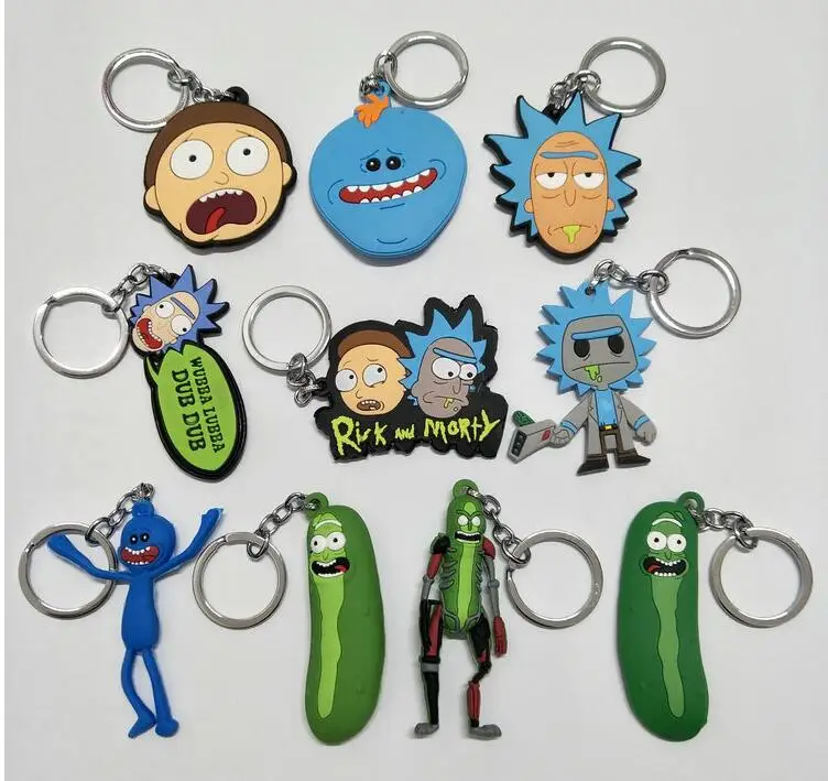 

Rick Crazy Fashion Anime Key Chain PVC Figure Keyring Morty cute Toys Keychain Keyholder Birthday Gift Unisex NEW