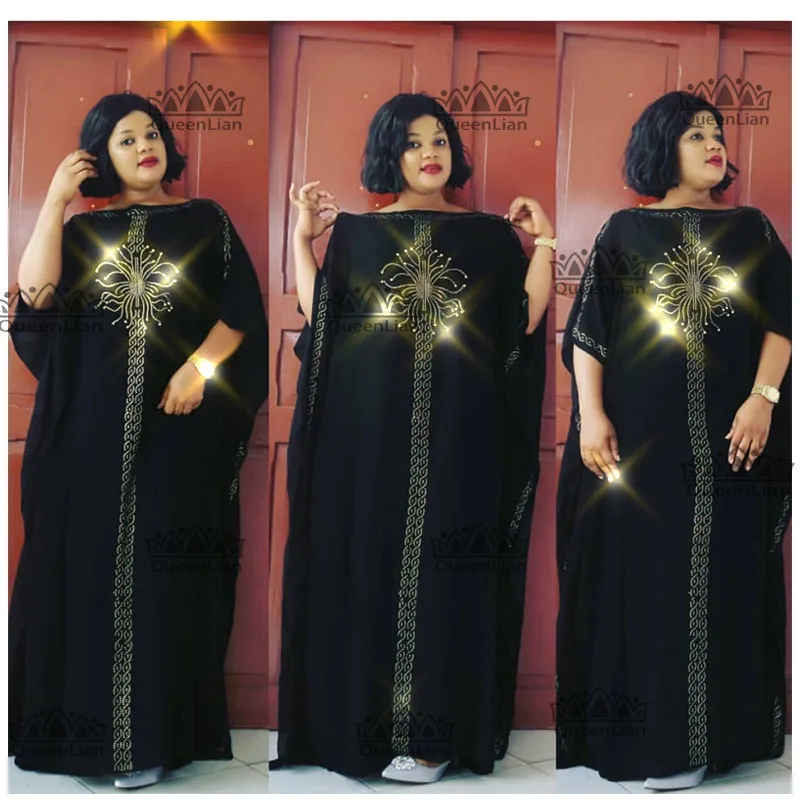

2019 New African Design Bazin Long Diamond oversize Dress For Lady (zuan#)