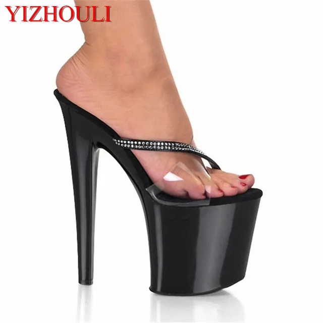 Super High Heel Slippers 20 Cm High 8 Inches Ofy Baking Paint Andy Sequins For Women Of Large Size Stilettos Slippers Super High Heel Slippers 20 Cm High 8 Inches Ofy Baking Paint Andy Sequins For Women Of Large Size Stilettos Slippers