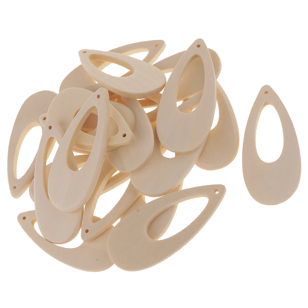 20pcs Plain Wooden Drop Charms Unfinished Wooden Beads Tags for Earrings Jewelry Making DIY Decorative Pendants