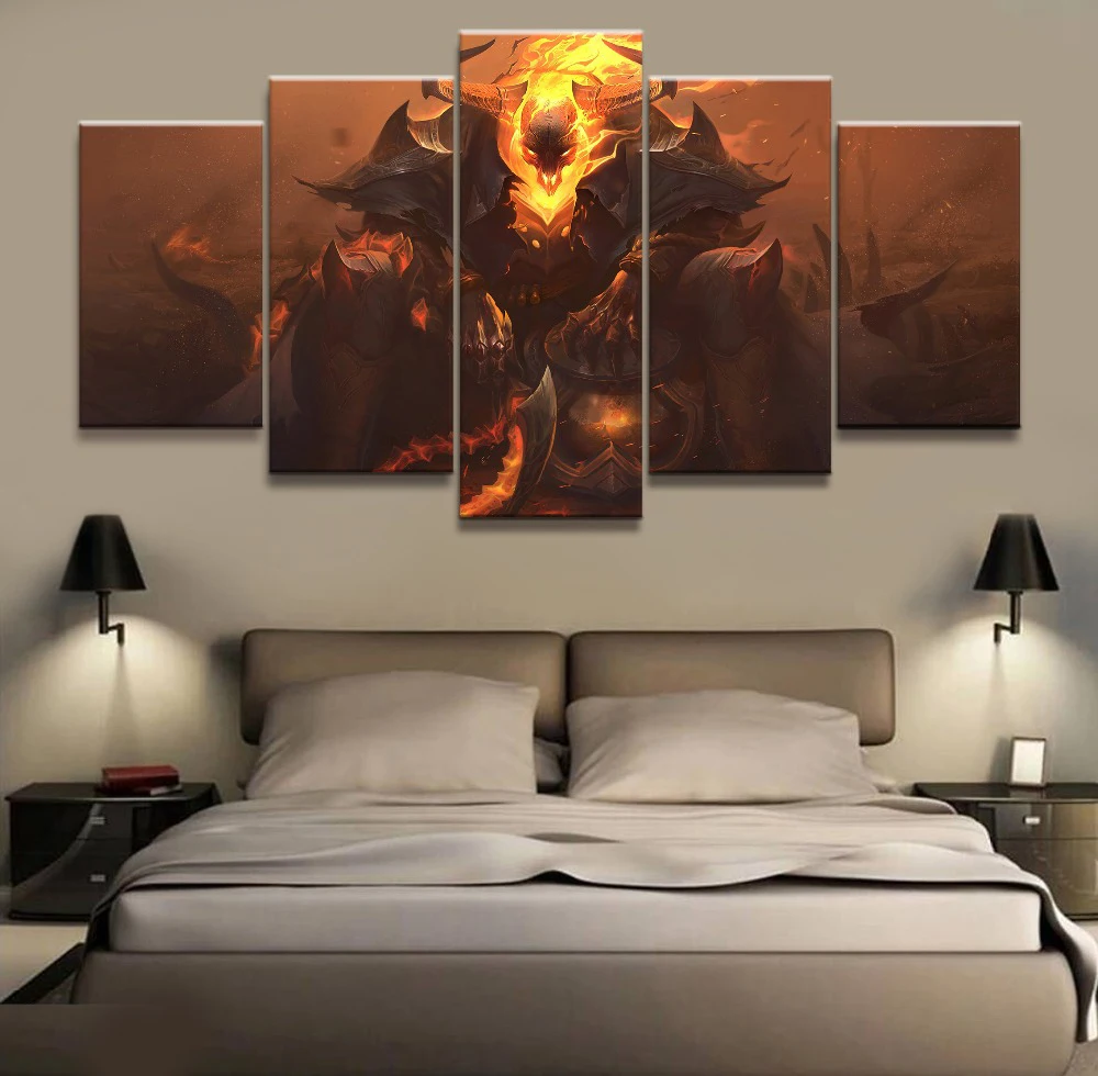 

5 Panel LOL League of Legends Thresh Game Canvas Printed Painting For Living Room Wall Art Decor HD Picture Artworks Poster