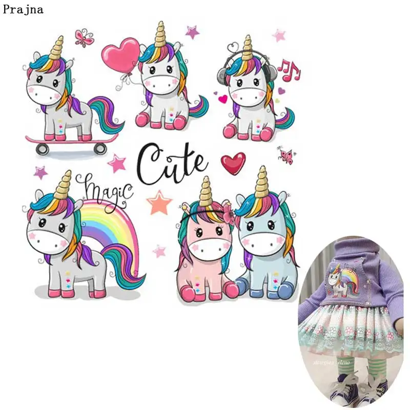 

DIY Cute Animal Stickers Iron On Patches For Clothing Heat Transfers For Clothes Kids T Shirt Cartoon Unicorn Stickers DIY F