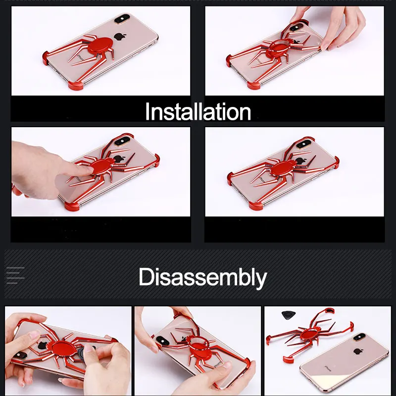 Ascromy For iPhone X Case Spider Bumper Luxury Brand Metal Aluminum Shockproof Frame Case For Apple iPhone XS Max XR Accessories (3)