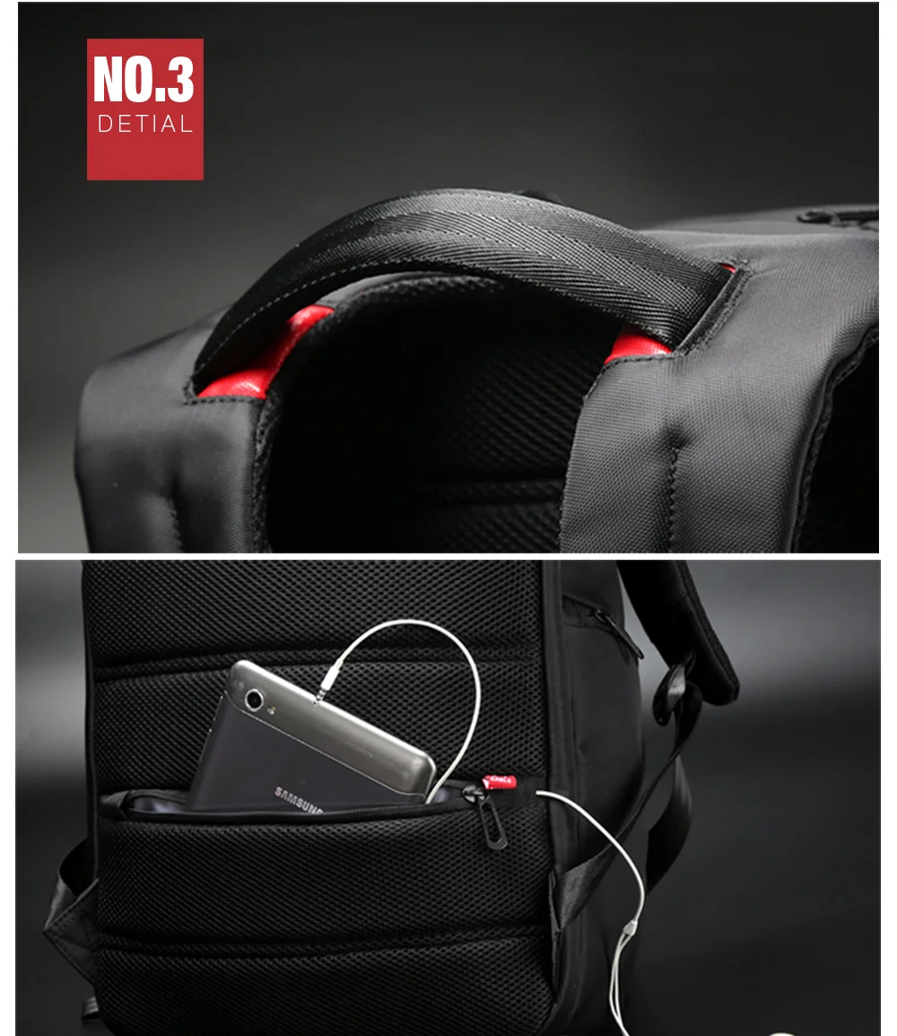 Neouo Reflective Nylon Laptop Backpack High Quality Handle and Headphone Hole